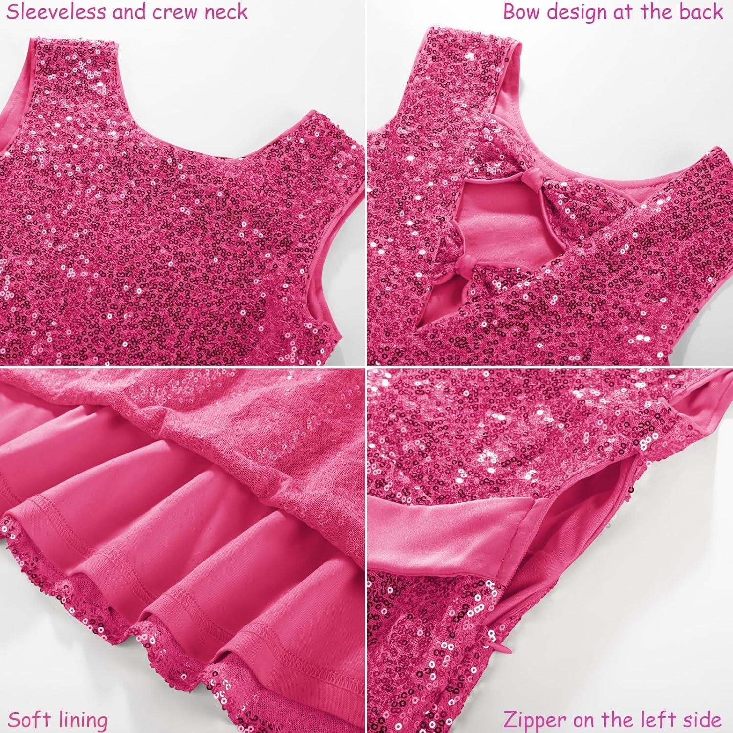 imageGRACE KARIN Girls Sequin Sparkly Dress Kids Party Birthday Fancy Formal Cocktail Pageant Christmas Dresses Size 614YRose Red