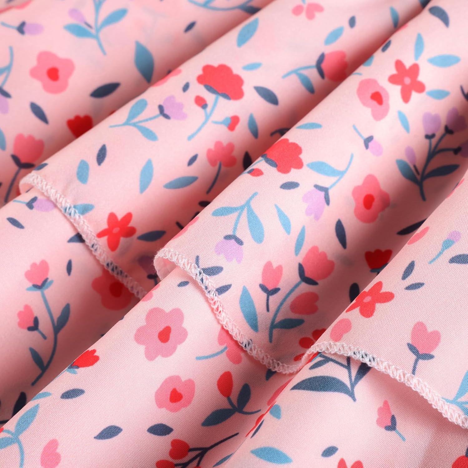 imageGRACE KARIN Girls Summer Spring Dress Kids One Shoulder Floral Dresses Teen Cute Party Flower 2 Layer Hawaiian Clothes 614Pink Floral