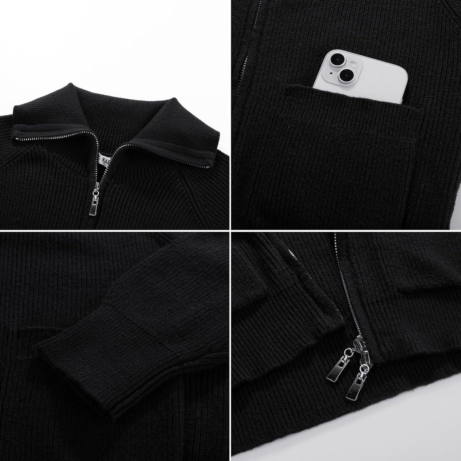 imageGRACE KARIN Girls Sweater Cardigan Uniform Zip Up Knit Fall Kid Jacket Size 614Black