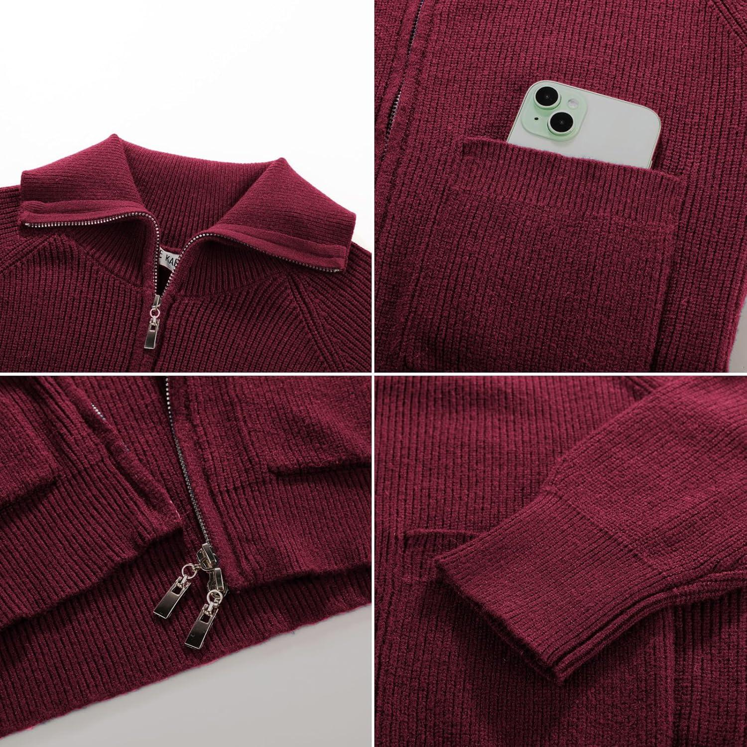 imageGRACE KARIN Girls Sweater Cardigan Uniform Zip Up Knit Fall Kid Jacket Size 614Burgundy