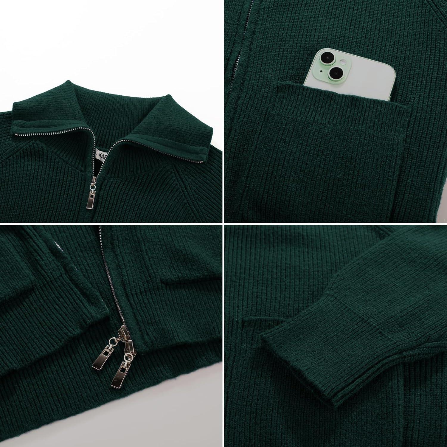 imageGRACE KARIN Girls Sweater Cardigan Uniform Zip Up Knit Fall Kid Jacket Size 614Dark Green