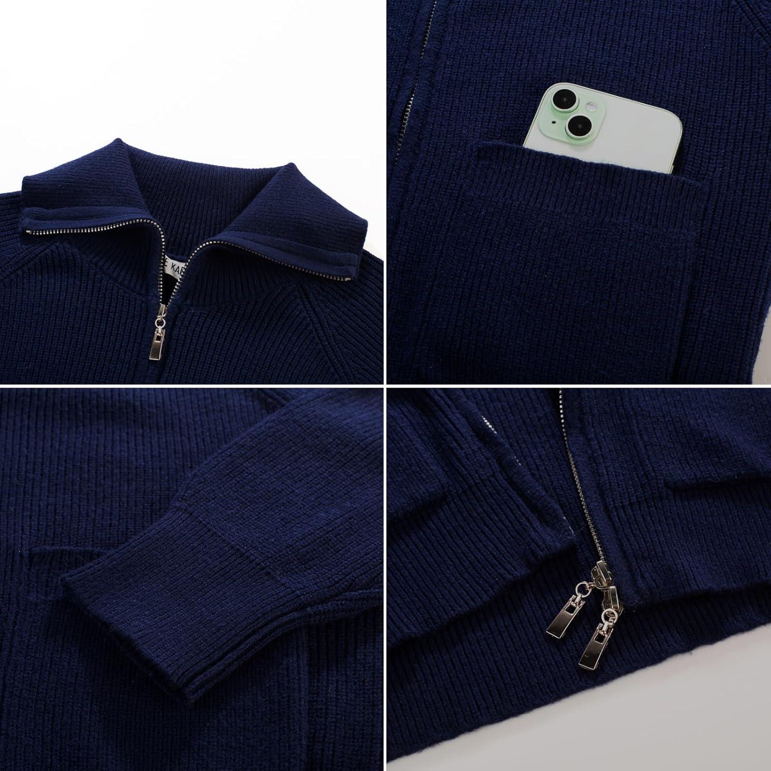 imageGRACE KARIN Girls Sweater Cardigan Uniform Zip Up Knit Fall Kid Jacket Size 614Navy Blue