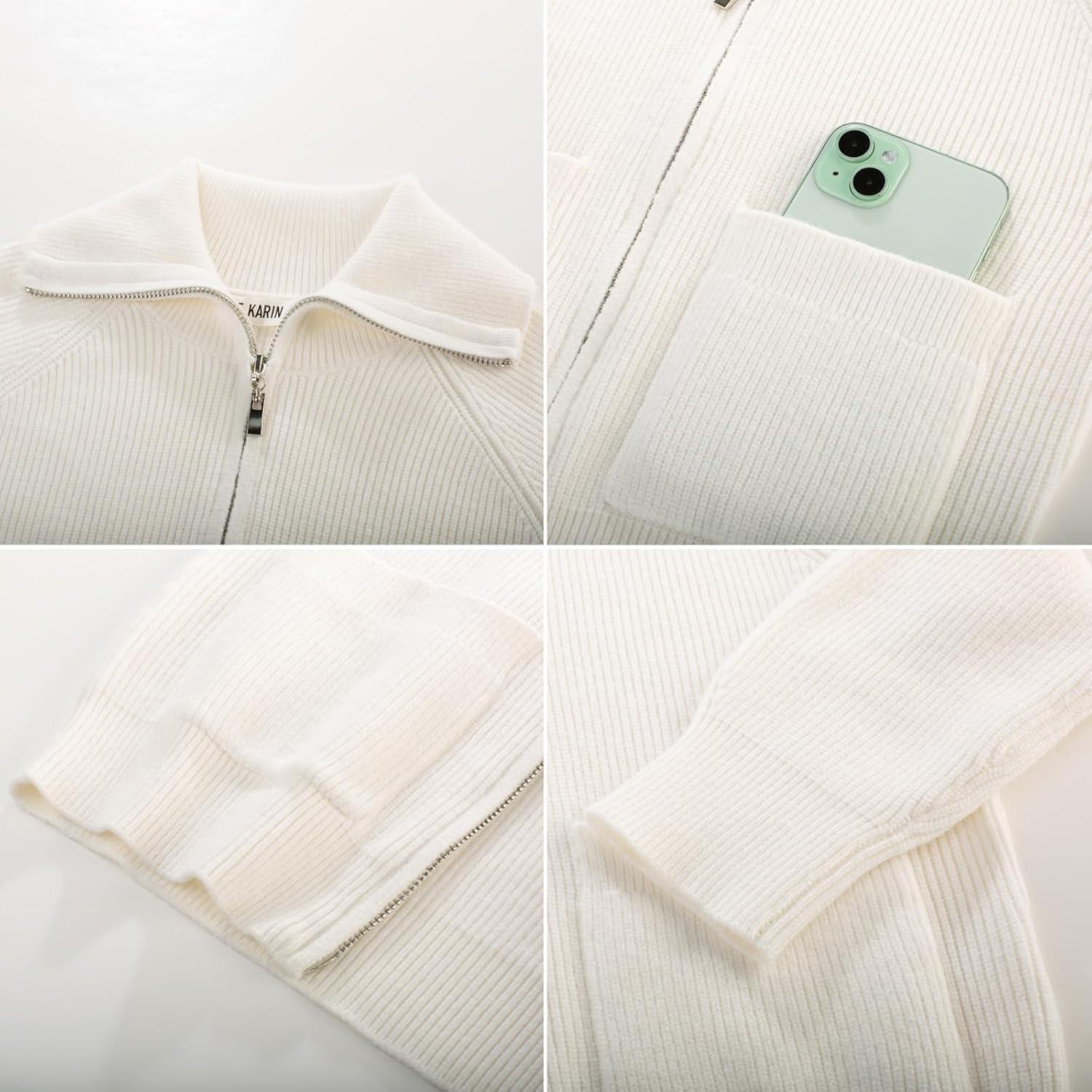 imageGRACE KARIN Girls Sweater Cardigan Uniform Zip Up Knit Fall Kid Jacket Size 614White