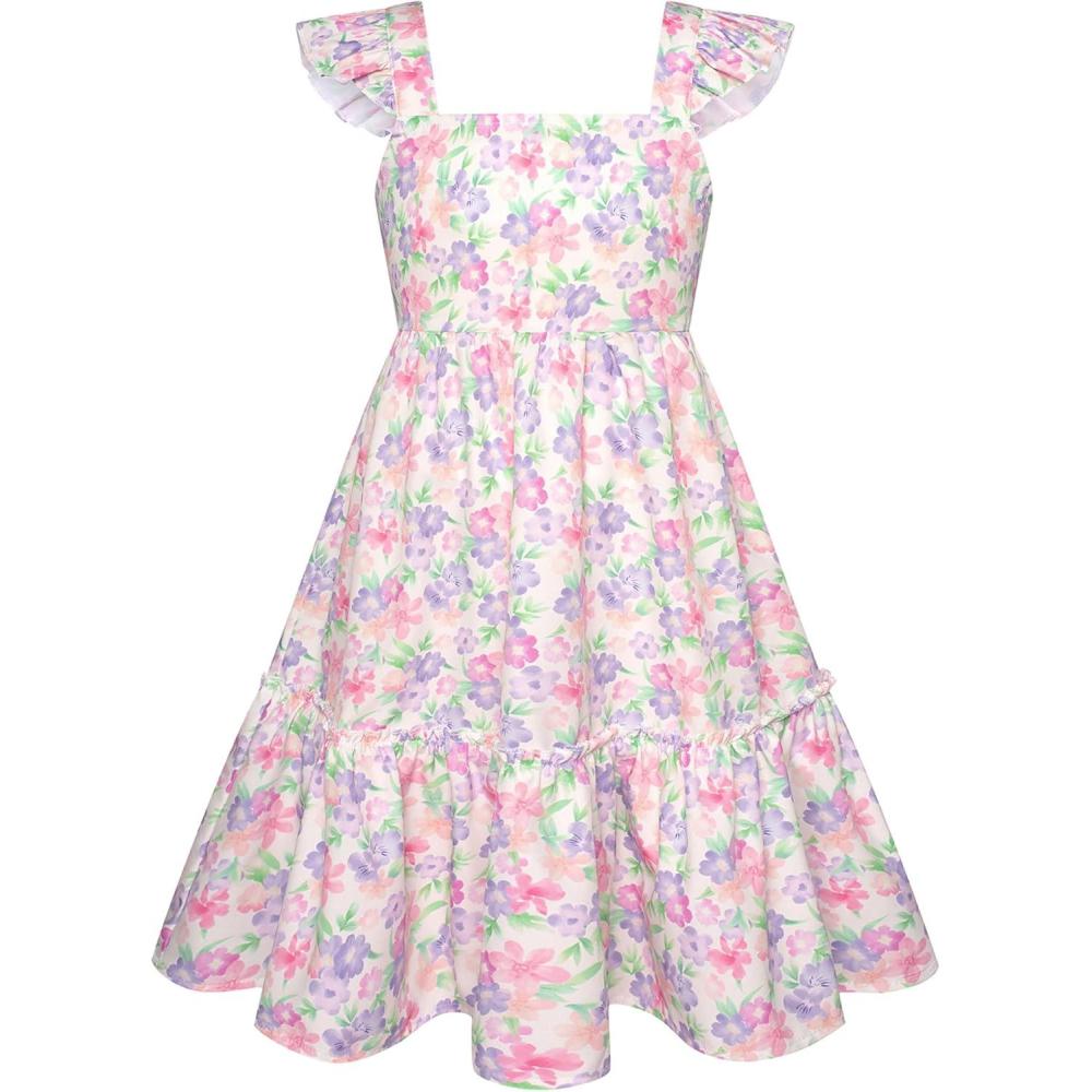 imageGRACE KARIN Girls Floral Dress Tie Back Flutter Sleeves Casual Summer Dress for 512YFlowers