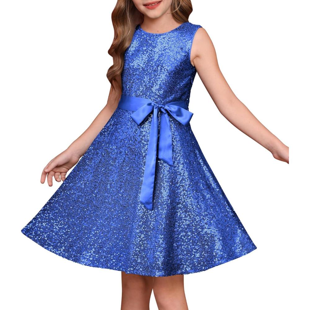 imageGRACE KARIN Girls Sequin Sparkly Dress Kids Party Birthday Fancy Formal Cocktail Pageant Christmas Dresses Size 614YBlue