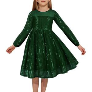 GRACE KARIN Girl Sequin Party Dress Formal Birthday Pageant Fancy Prom Mesh Dresses for Teen Girl 6-14Years(Green)