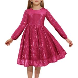 GRACE KARIN Girl Sequin Party Dress Formal Birthday Pageant Fancy Prom Mesh Dresses for Teen Girl 6-14Years(Rose Red)