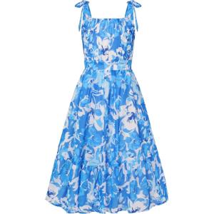 GRACE KARIN Girls Floral Chiffon Dress Summer Hawaiian Beach Vacation Party Wedding Birthday Sleeveless A-Line 7-14Y(Coastal Breeze)