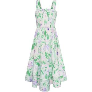 GRACE KARIN Girls Floral Maxi Dress Square Neck Wide Straps Smocked Summer Spring Flowy Dress 5-14Y(Green Floral)