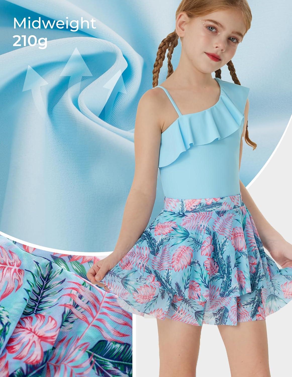 imageGRACE KARIN Girls Swimsuit with Skirt One Piece Bathing Suit Swimwear 614YBlue