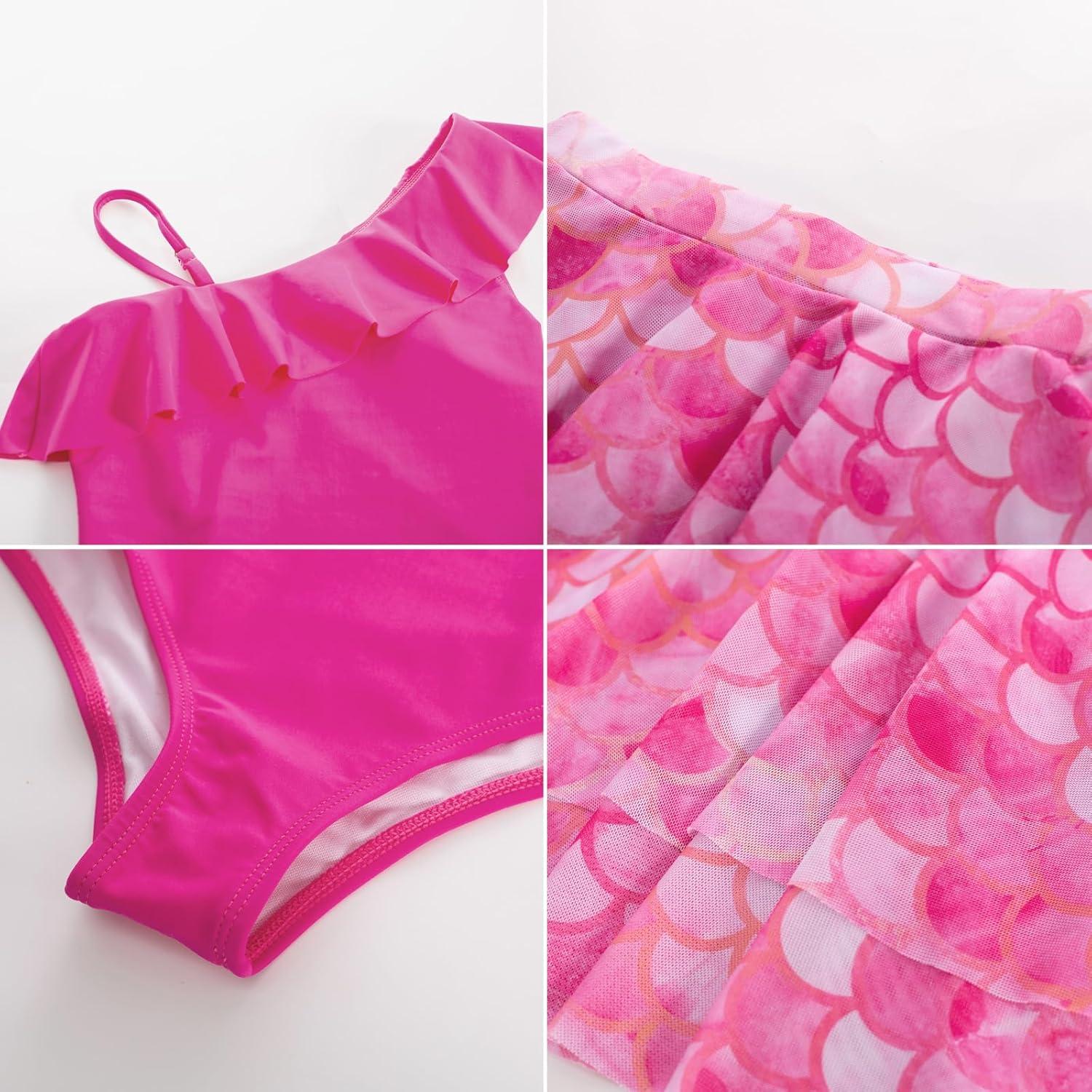 imageGRACE KARIN Girls Swimsuit with Skirt One Piece Bathing Suit Swimwear 614YHot Pink