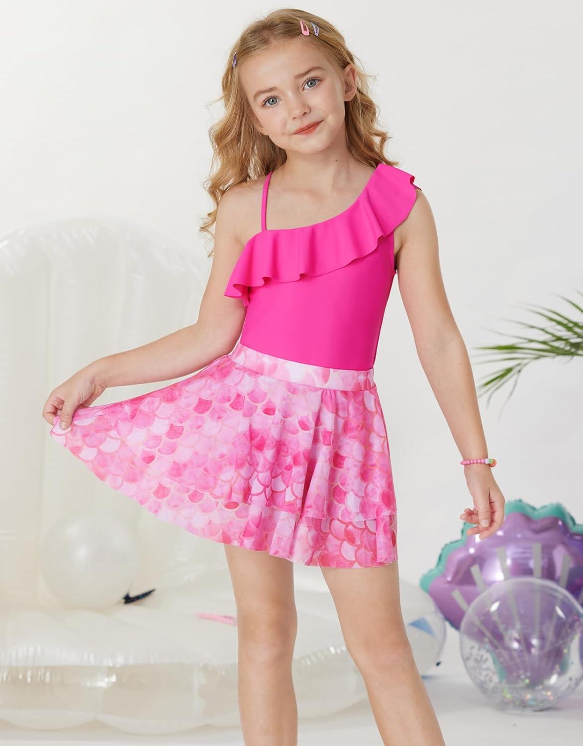 imageGRACE KARIN Girls Swimsuit with Skirt One Piece Bathing Suit Swimwear 614YHot Pink