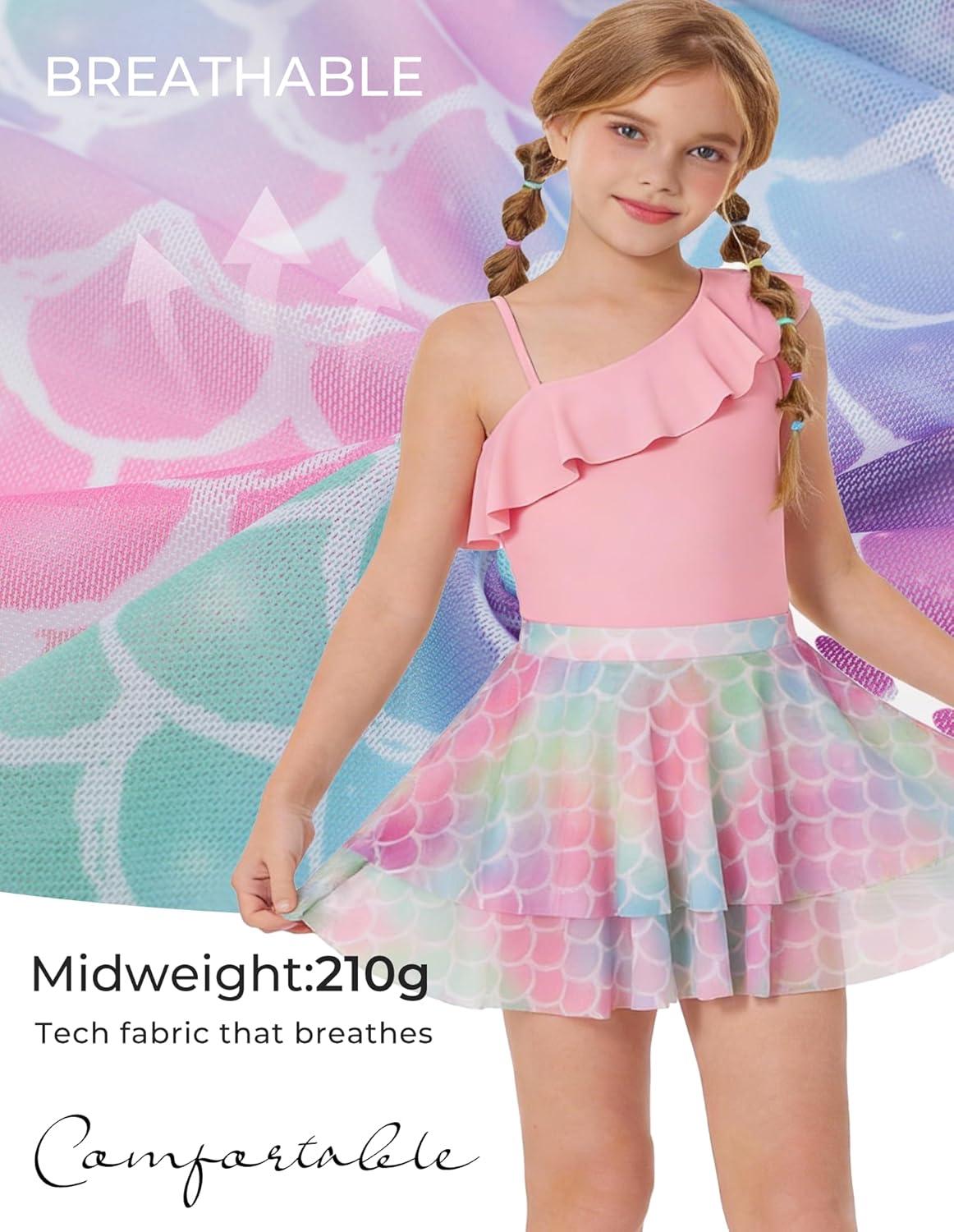imageGRACE KARIN Girls Swimsuit with Skirt One Piece Bathing Suit Swimwear 614YLight Pink