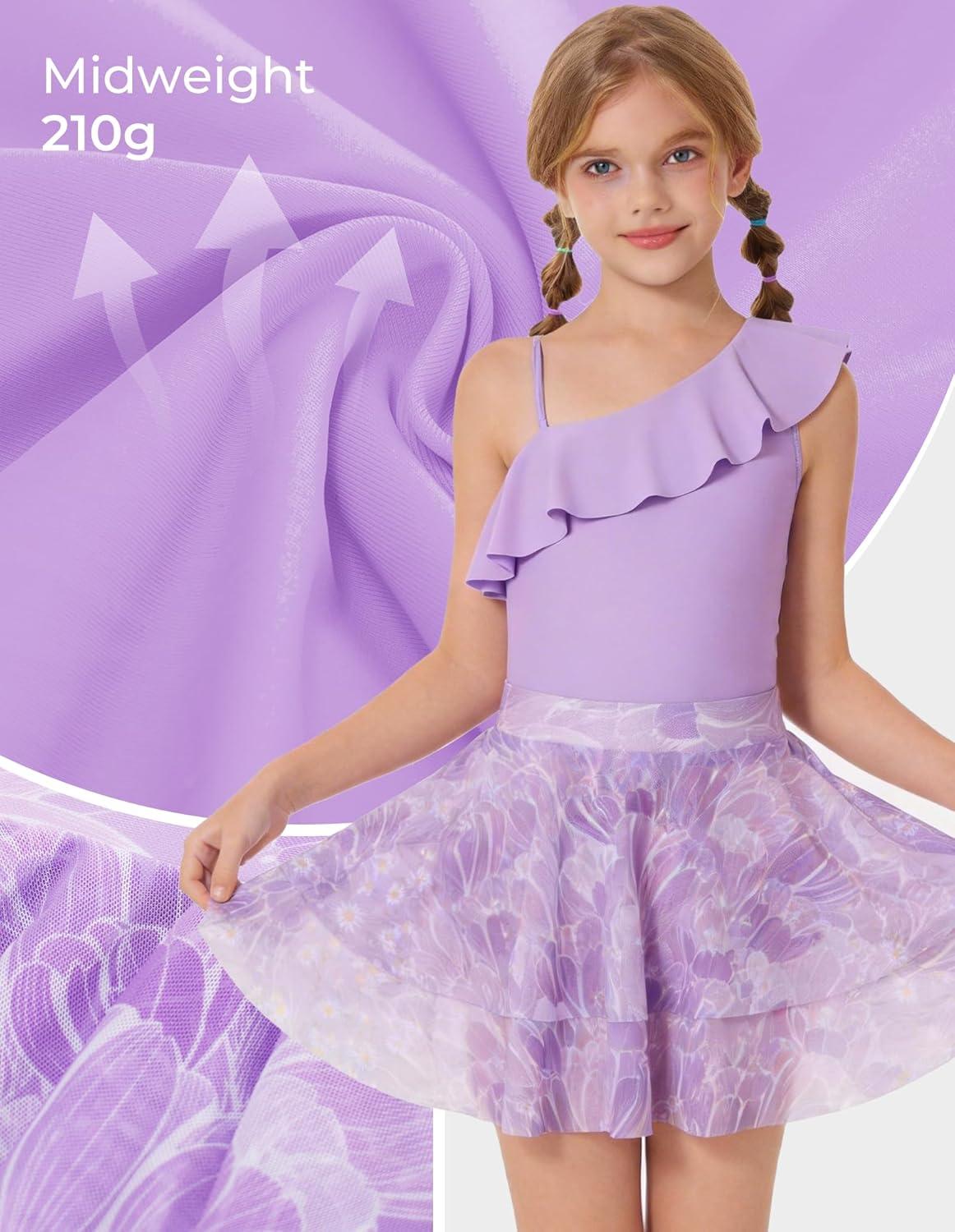 imageGRACE KARIN Girls Swimsuit with Skirt One Piece Bathing Suit Swimwear 614YPurple Tulip