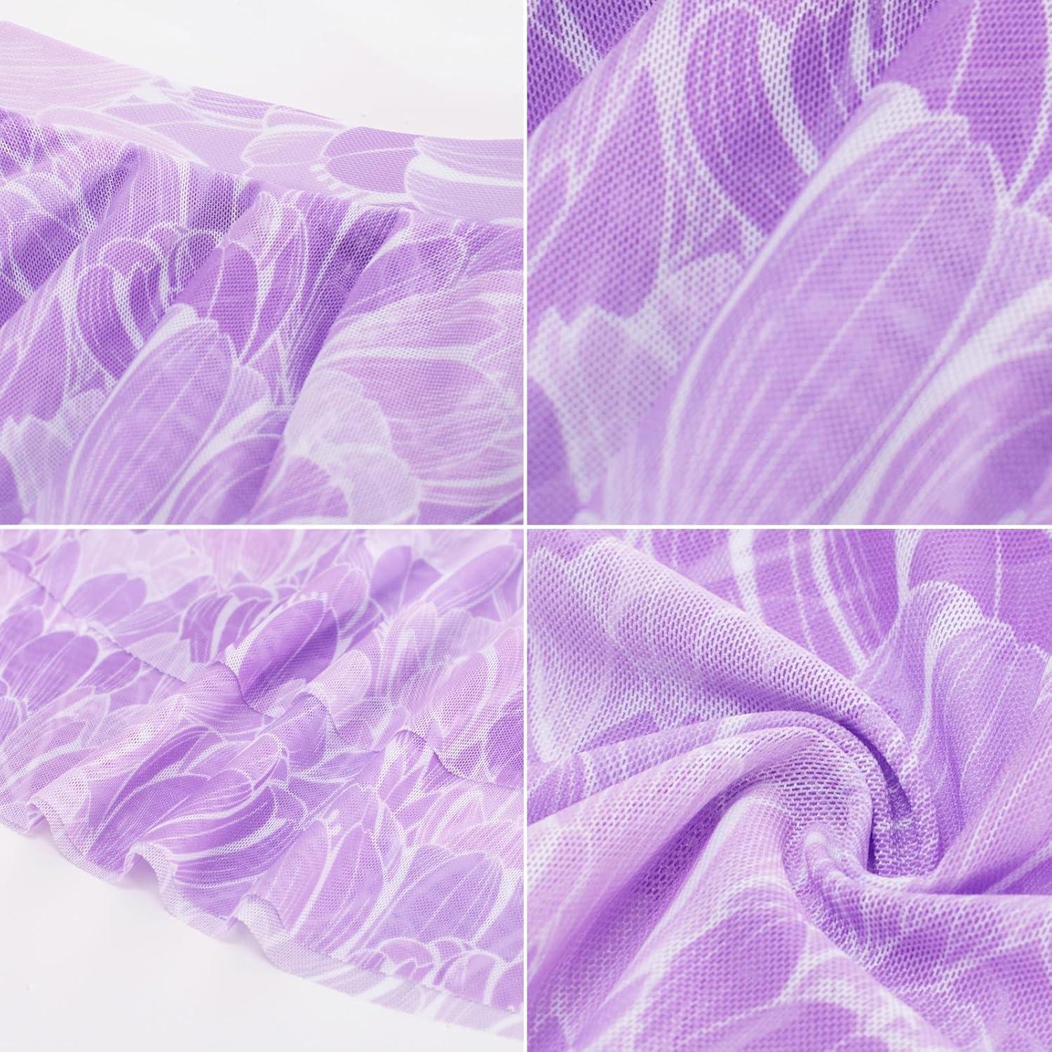 imageGRACE KARIN Girls Swimsuit with Skirt One Piece Bathing Suit Swimwear 614YPurple Tulip