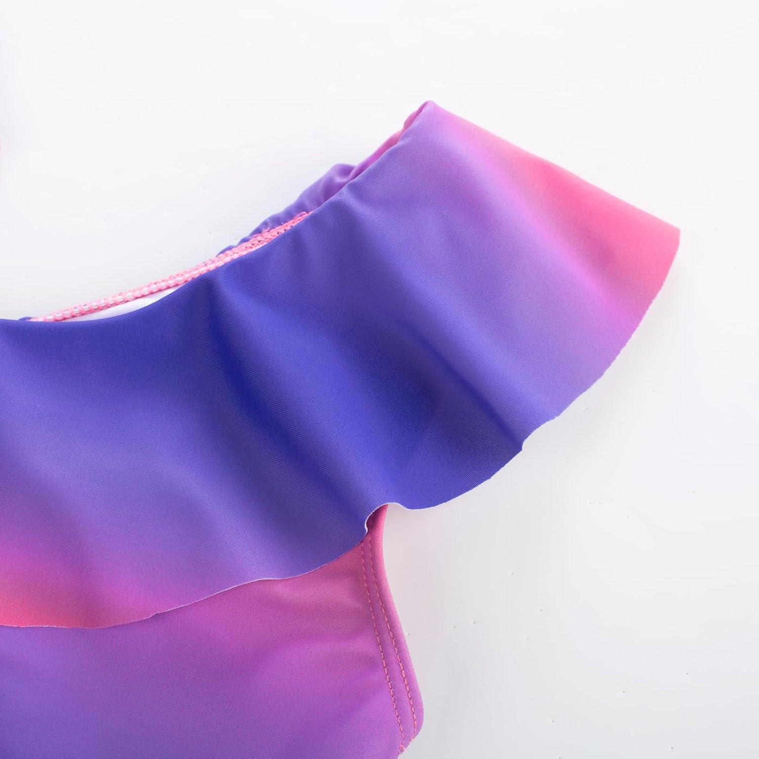 imageGRACE KARIN Girls Swimsuit with Skirt One Piece Bathing Suit Swimwear 614YRose Purple Gradient