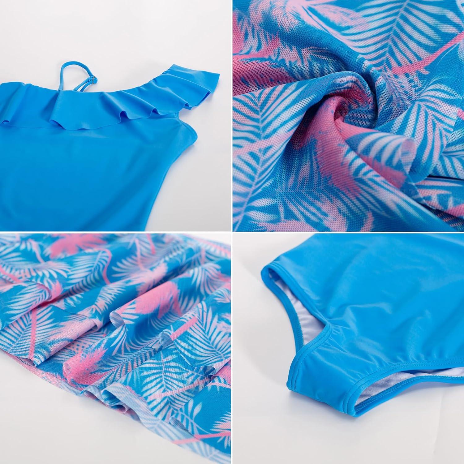 imageGRACE KARIN Girls Swimsuit with Skirt One Piece Bathing Suit Swimwear 614YSky Blue