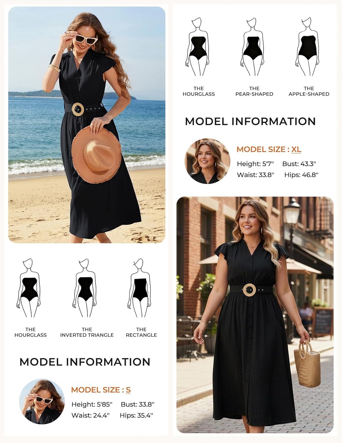 imageGRACE KARIN Womens Short Sleeve V Neck DressCasual Summer DressFlowy A Line Maxi DressesBlack