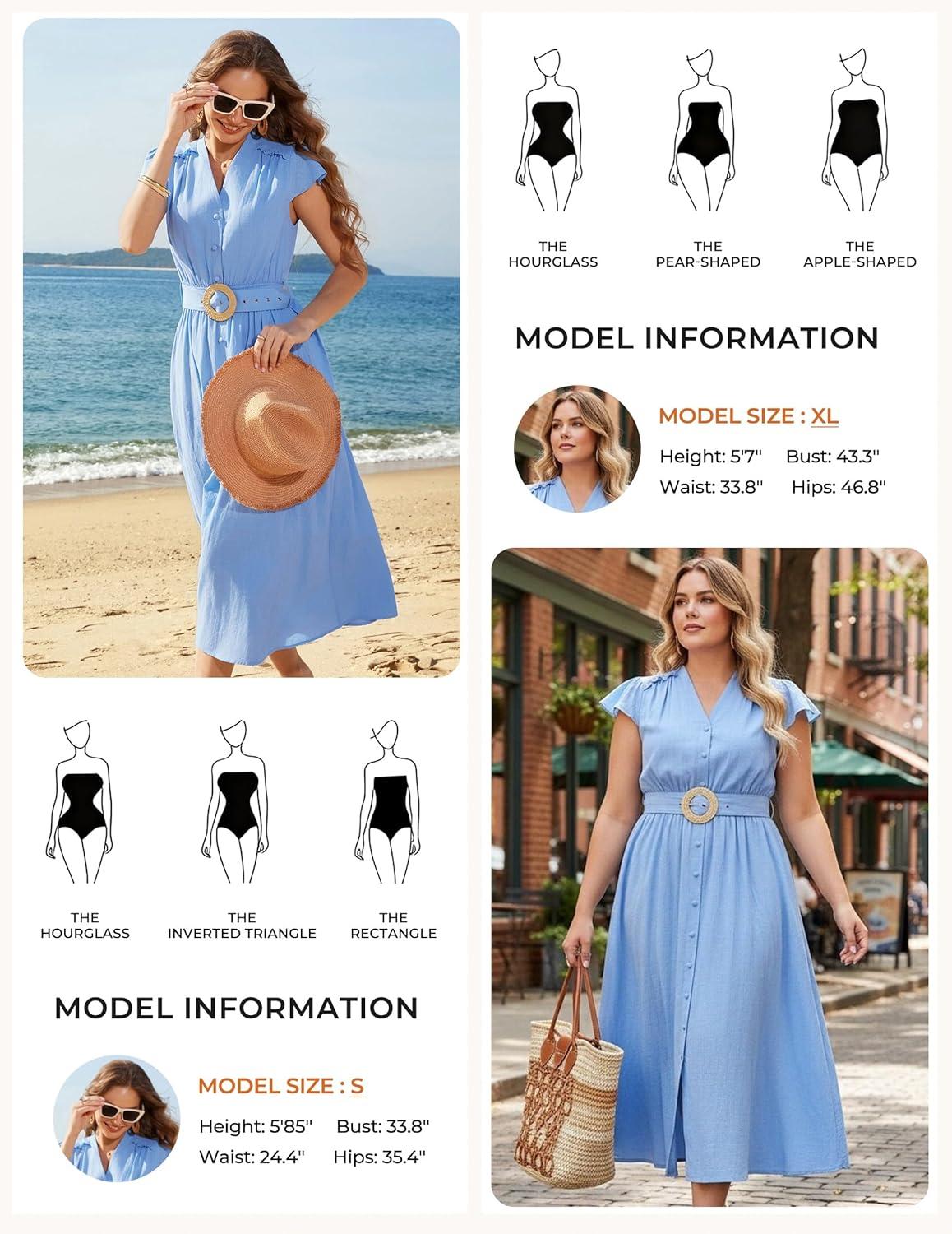 imageGRACE KARIN Womens Short Sleeve V Neck DressCasual Summer DressFlowy A Line Maxi DressesBlue