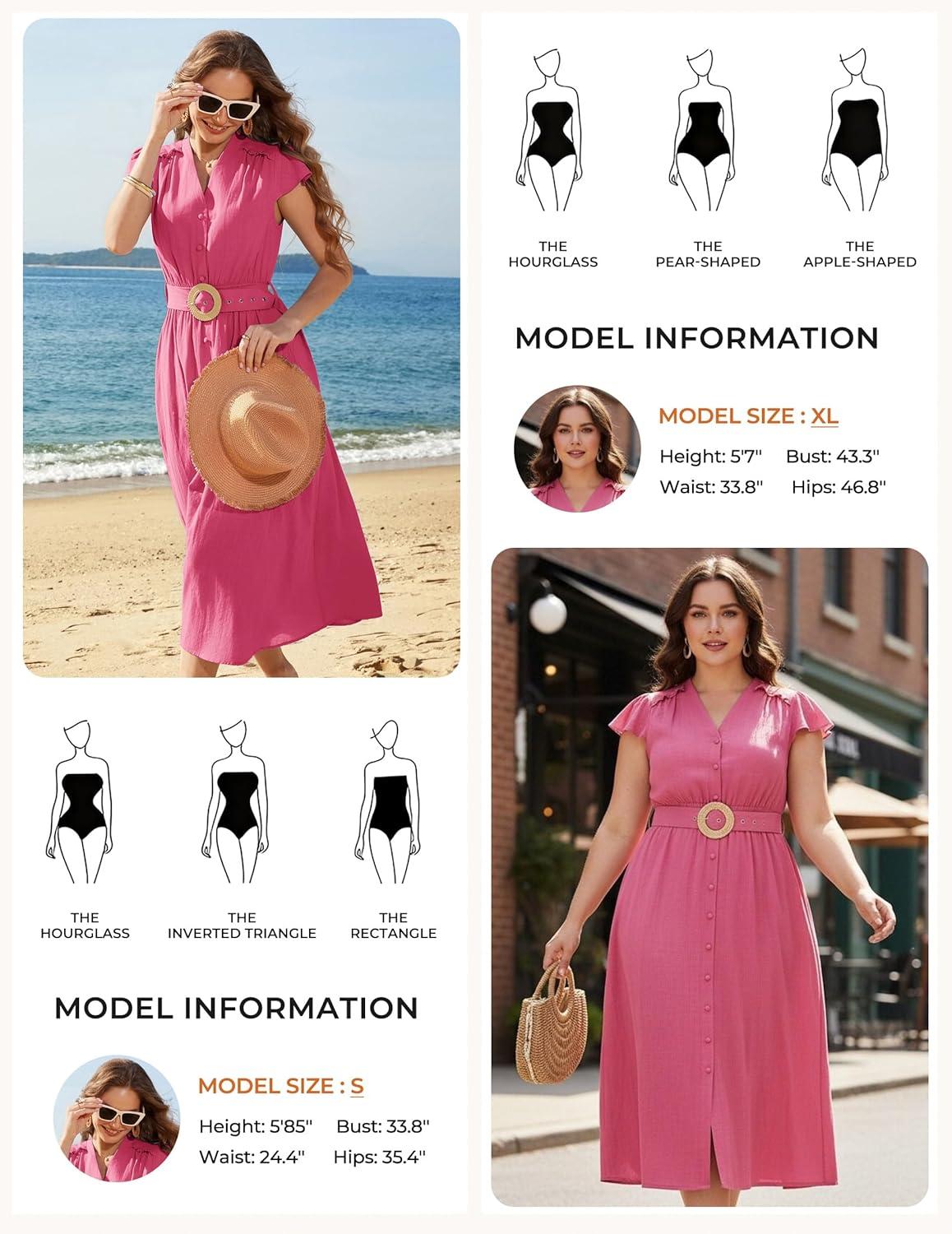 imageGRACE KARIN Womens Short Sleeve V Neck DressCasual Summer DressFlowy A Line Maxi DressesRed