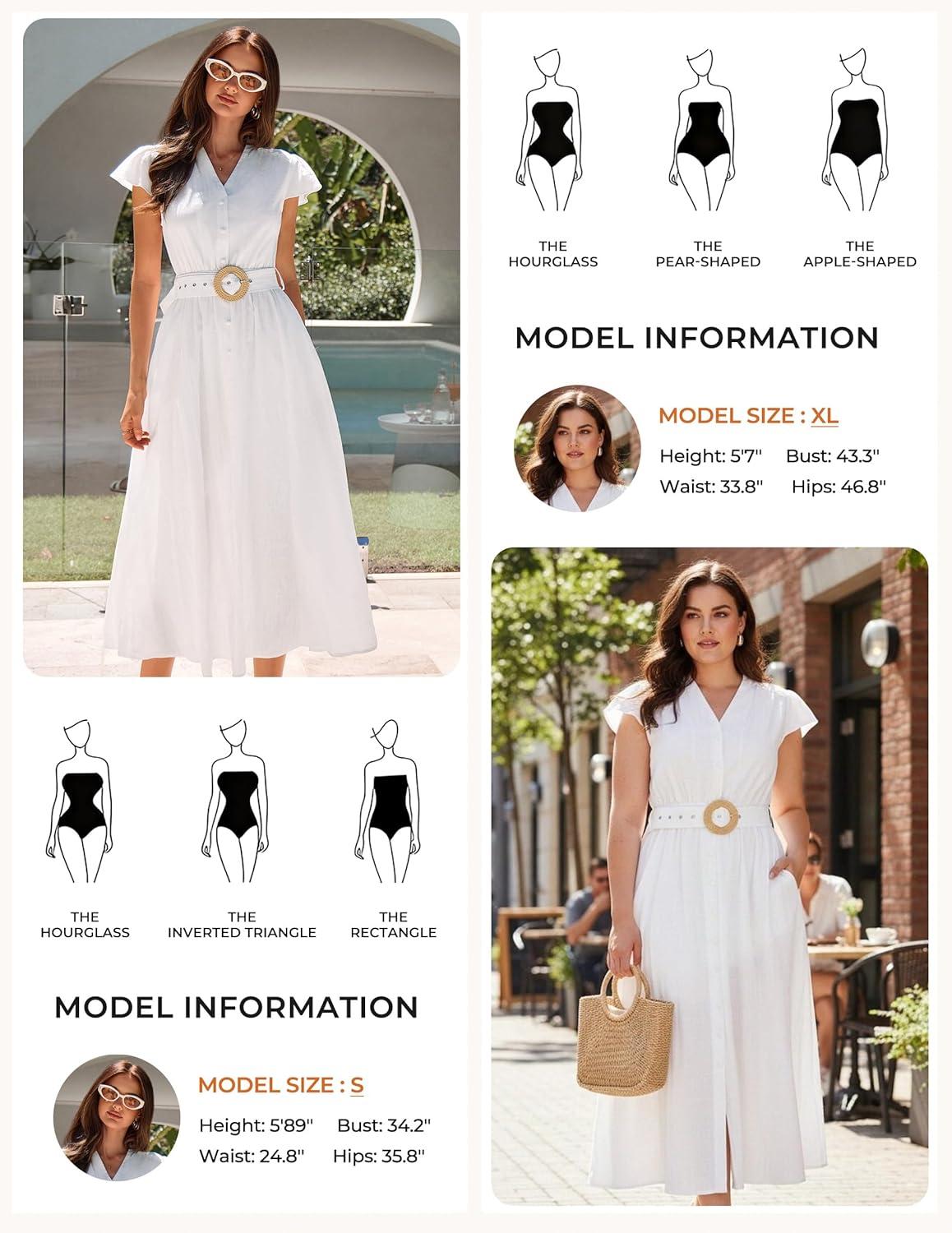 imageGRACE KARIN Womens Short Sleeve V Neck DressCasual Summer DressFlowy A Line Maxi DressesWhite