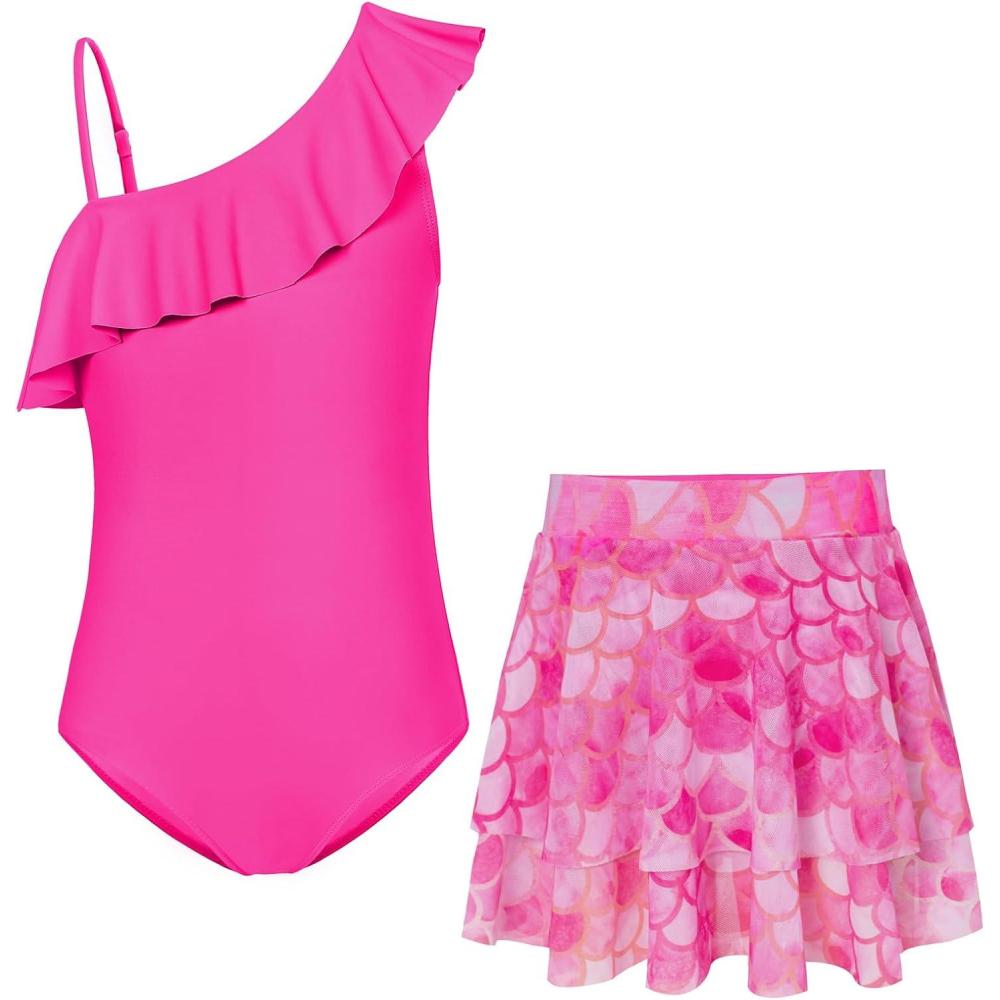 imageGRACE KARIN Girls Swimsuit with Skirt One Piece Bathing Suit Swimwear 614YHot Pink
