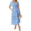 White Blue Floral
