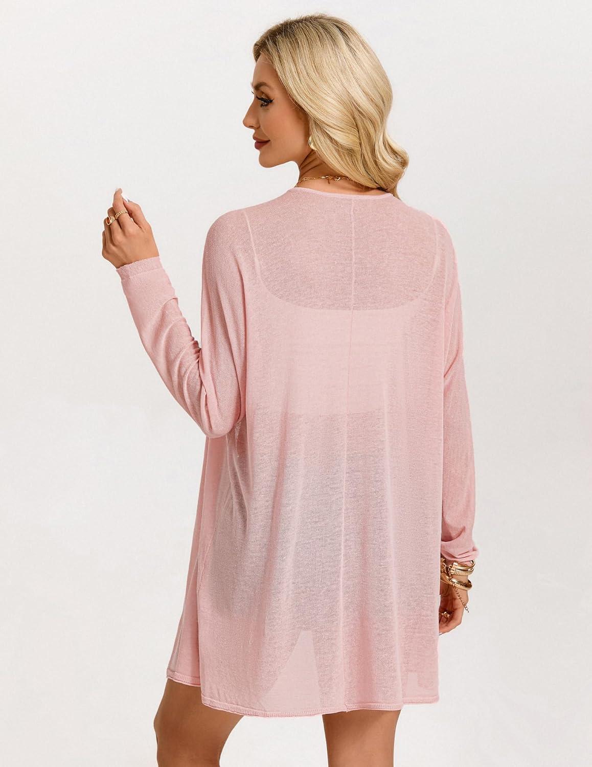 imageGRACE KARIN Womens Summer Mesh Cardigan Lightweight Long Sleeve Cardigan Sweaters Knit Kimonos Coverups 2026Light Pink