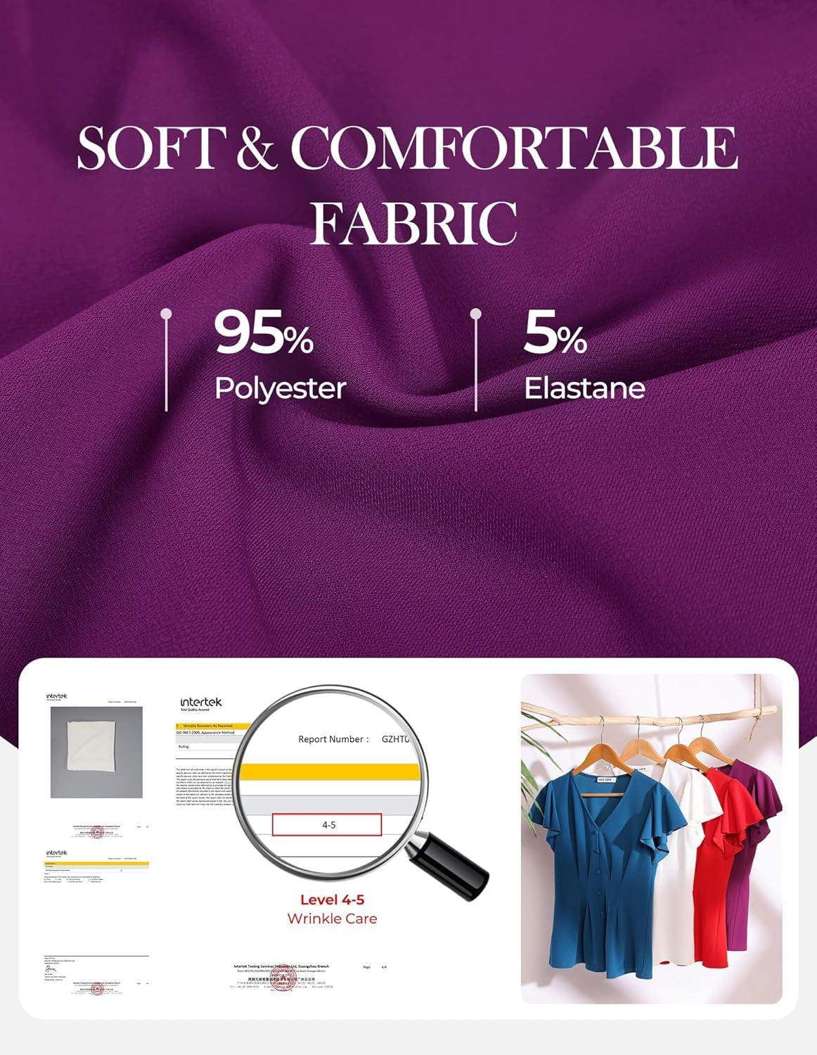 imageGRACE KARIN Summer Blouses for Women Dressy Casual 2026 Ruffle Sleeve Peplum Tops Business Work Shirt Fashioin ClothingPurple