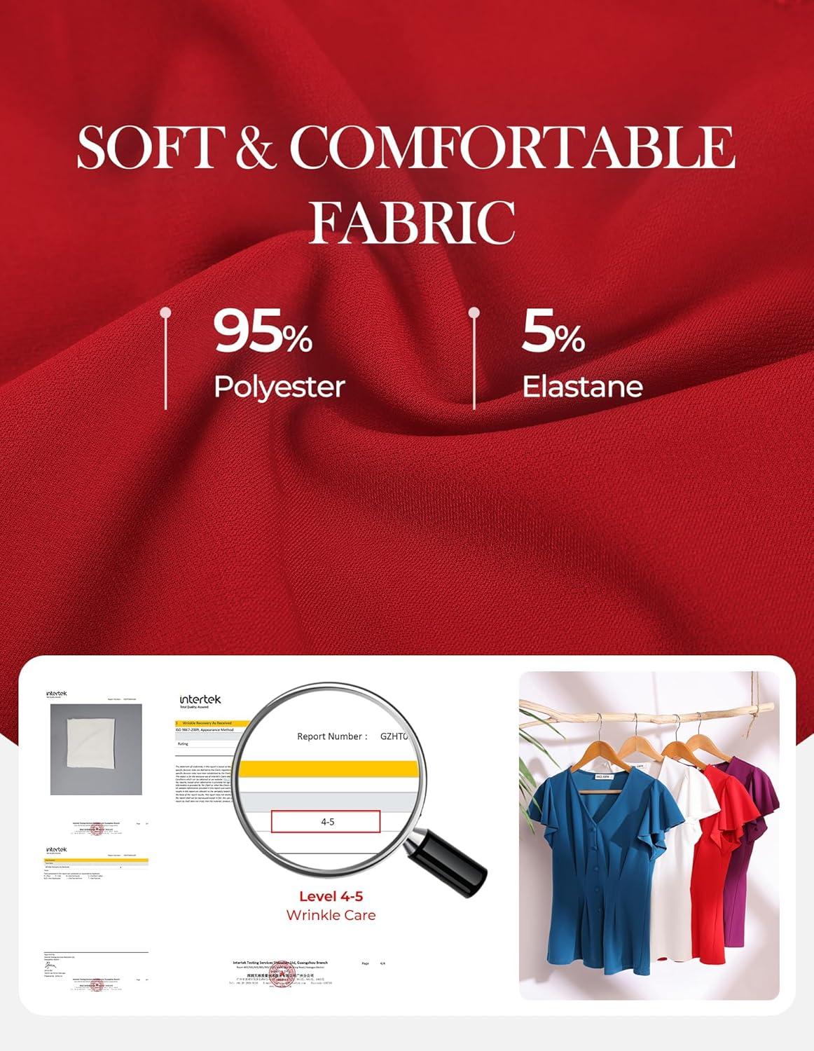 imageGRACE KARIN Summer Blouses for Women Dressy Casual 2026 Ruffle Sleeve Peplum Tops Business Work Shirt Fashioin ClothingRed