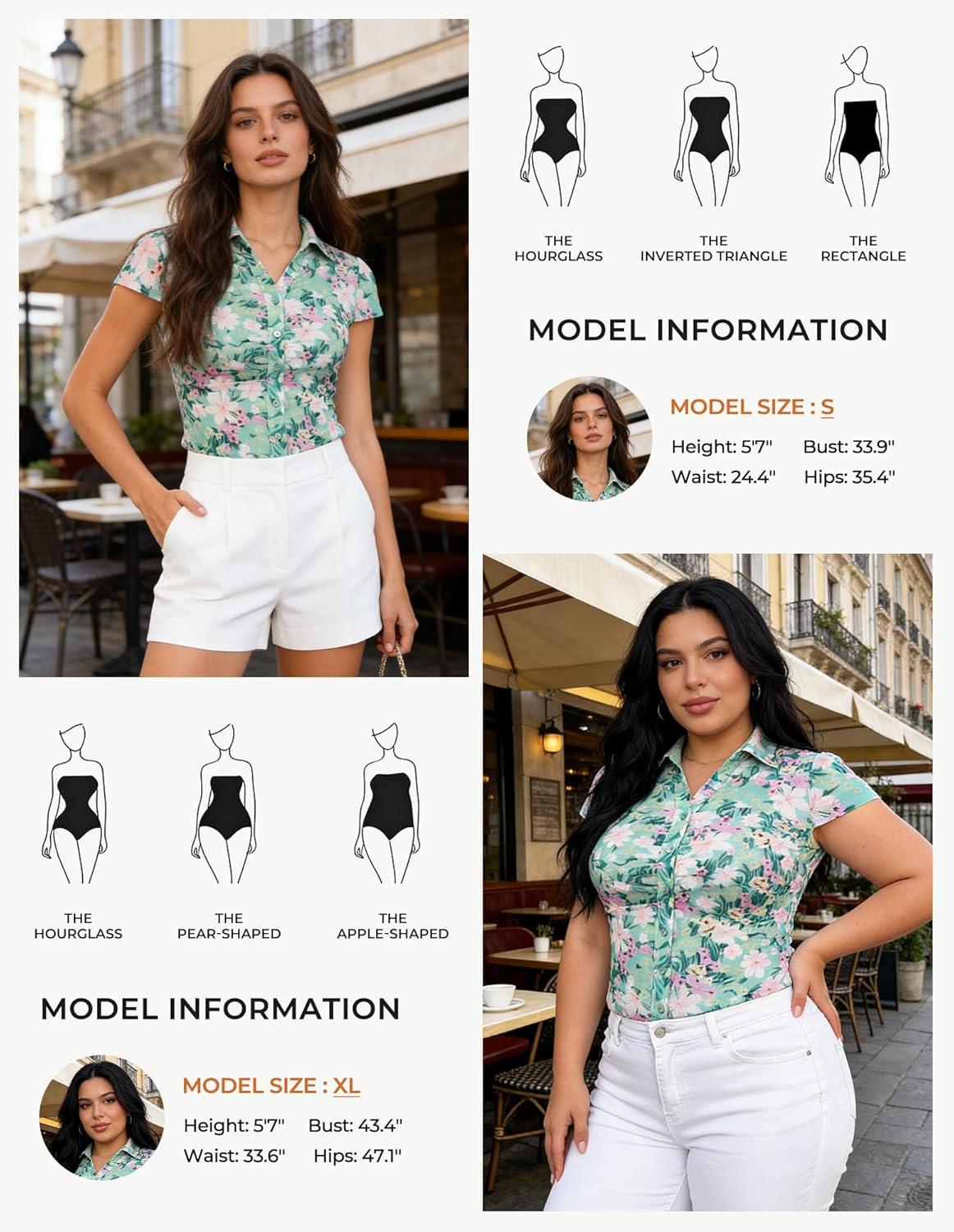 imageGRACE KARIN Women Mesh Boho Tops Dressy Casual Short Sleeve Button Down Collared Shirts 2026 Summer Fashion Floral BlousesGreen
