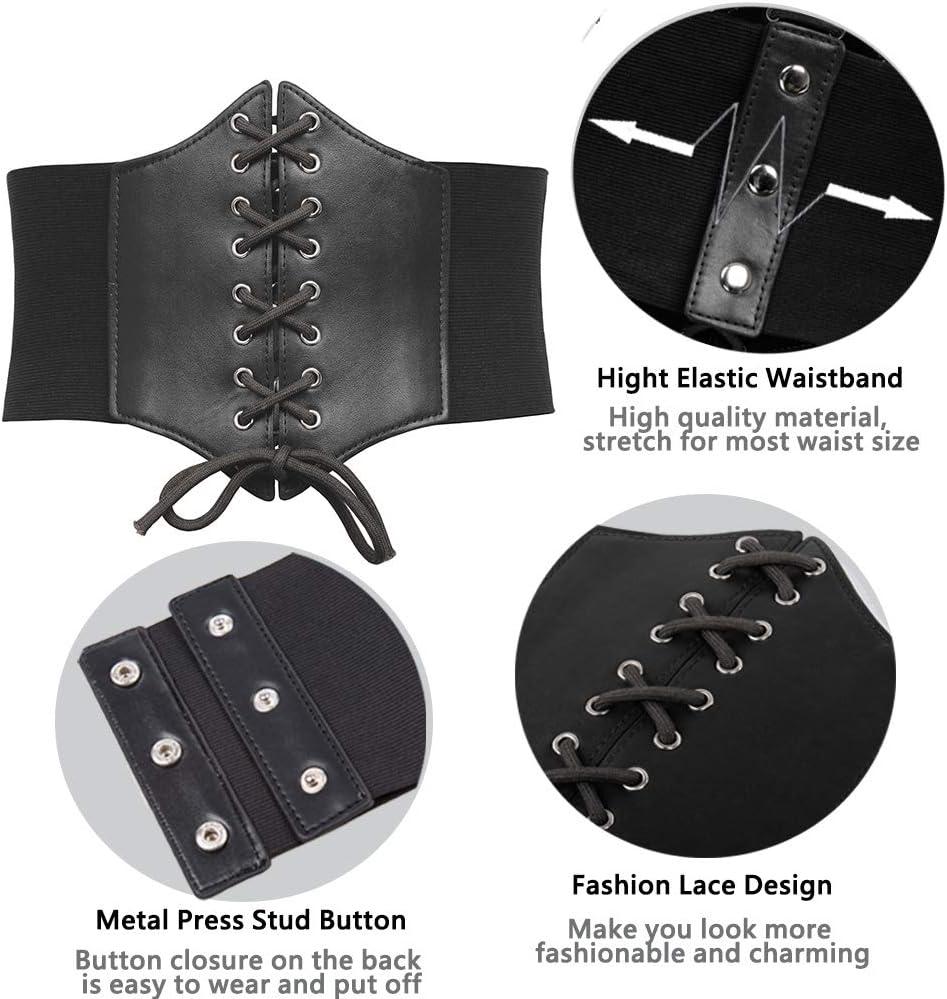 imageGRACE KARIN Laceup Cinch Belt Tied Corset Elastic Waist BeltBlack