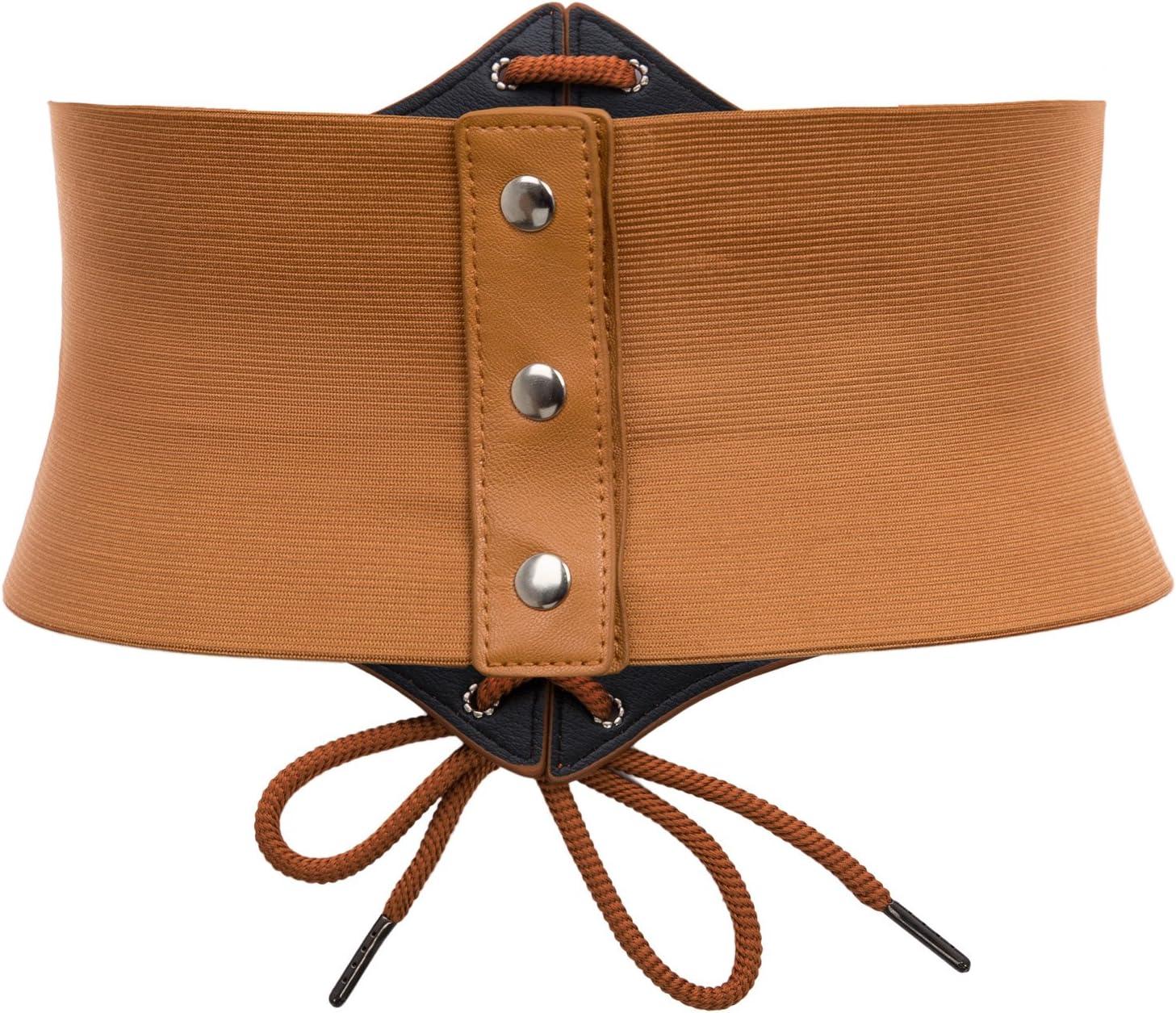 imageGRACE KARIN Laceup Cinch Belt Tied Corset Elastic Waist BeltBrown