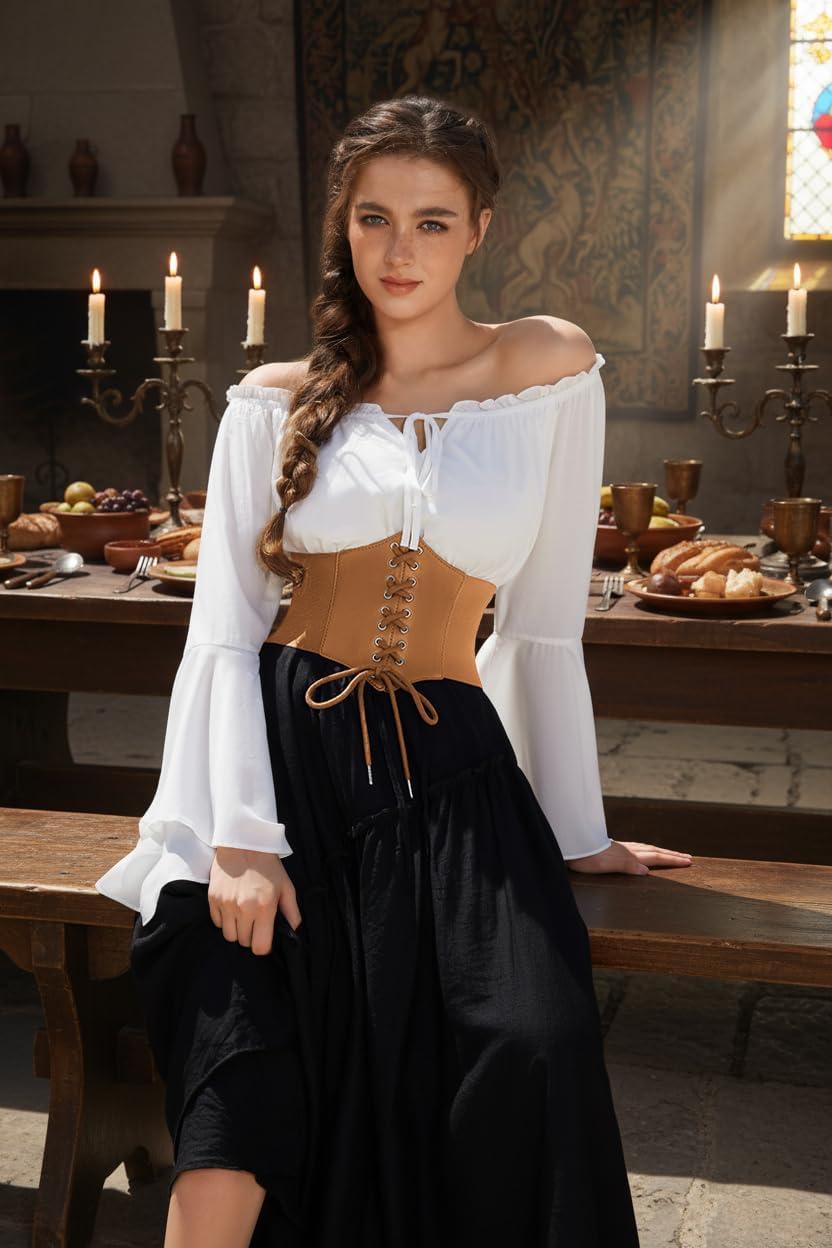 imageGRACE KARIN Laceup Cinch Belt Tied Corset Elastic Waist BeltBrown
