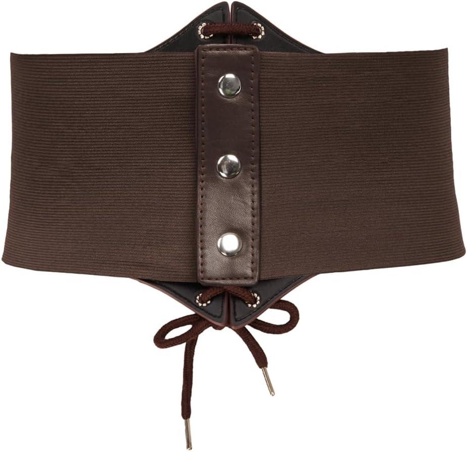 imageGRACE KARIN Laceup Cinch Belt Tied Corset Elastic Waist BeltCoffee