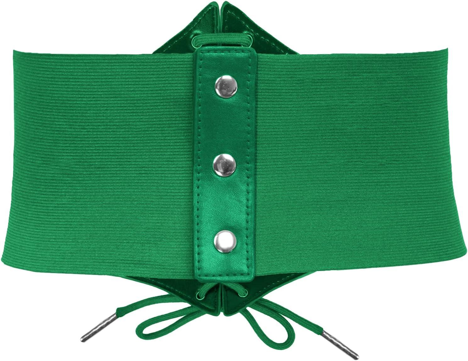imageGRACE KARIN Laceup Cinch Belt Tied Corset Elastic Waist BeltGreen