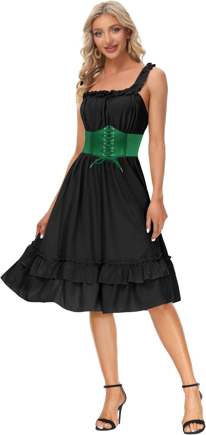 imageGRACE KARIN Laceup Cinch Belt Tied Corset Elastic Waist BeltGreen