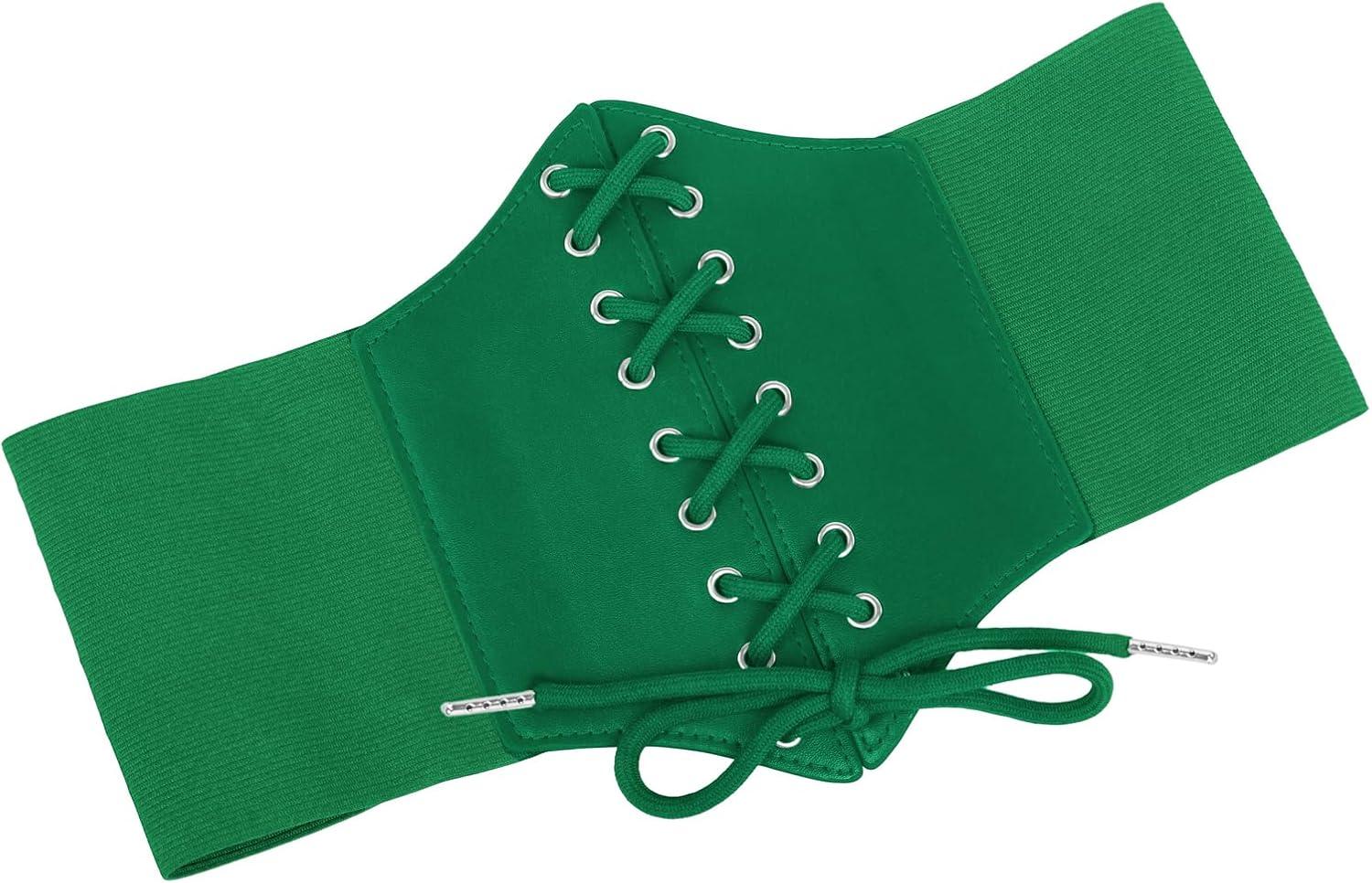 imageGRACE KARIN Laceup Cinch Belt Tied Corset Elastic Waist BeltGreen