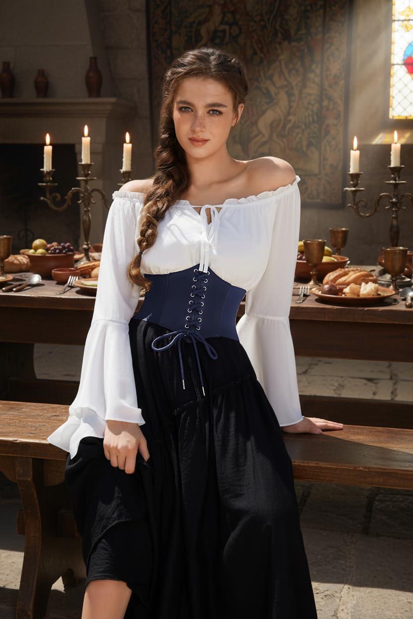 imageGRACE KARIN Laceup Cinch Belt Tied Corset Elastic Waist BeltNavy Blue