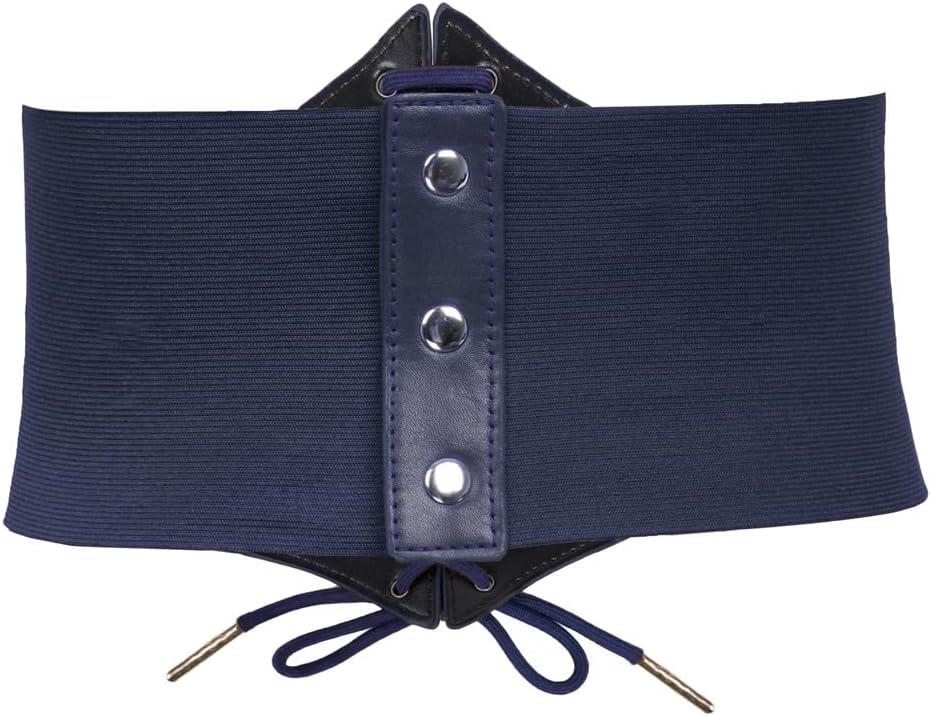 imageGRACE KARIN Laceup Cinch Belt Tied Corset Elastic Waist BeltNavy Blue