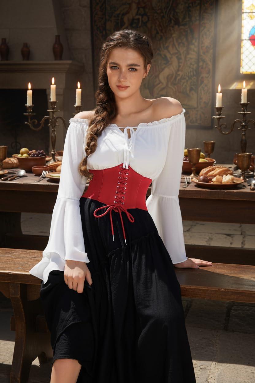 imageGRACE KARIN Laceup Cinch Belt Tied Corset Elastic Waist BeltRed