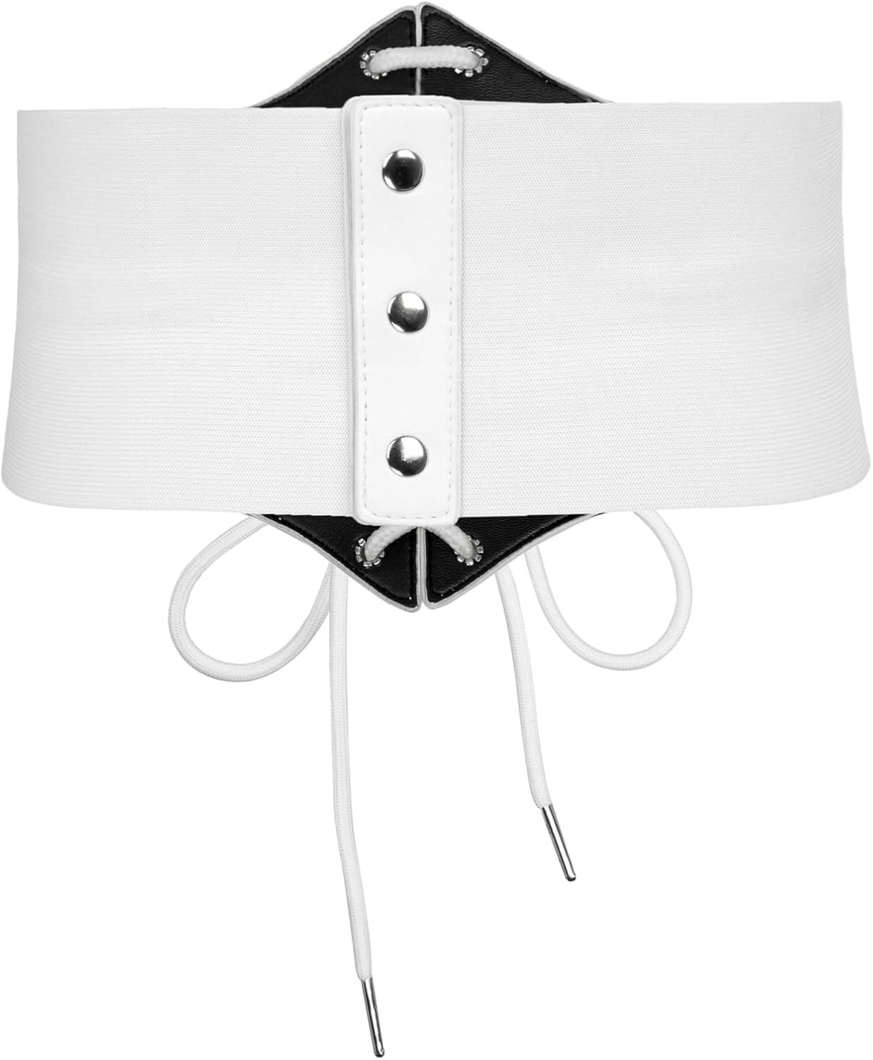 imageGRACE KARIN Laceup Cinch Belt Tied Corset Elastic Waist BeltWhite