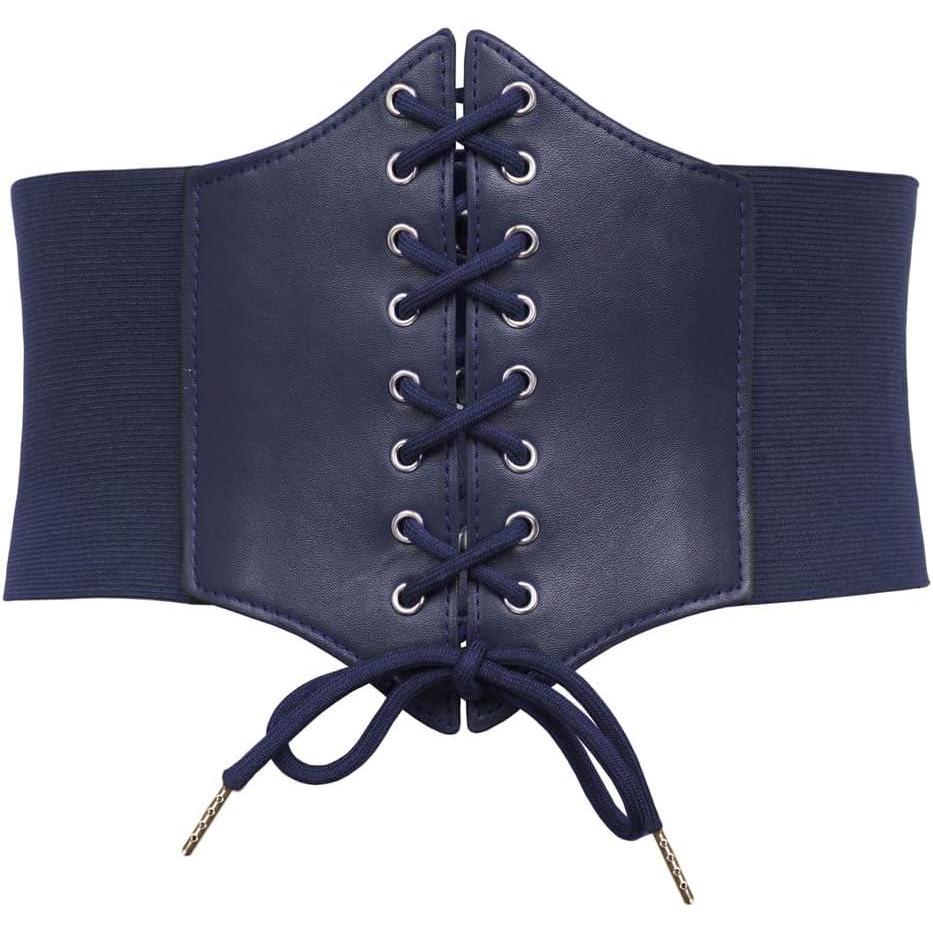 imageGRACE KARIN Laceup Cinch Belt Tied Corset Elastic Waist BeltNavy Blue