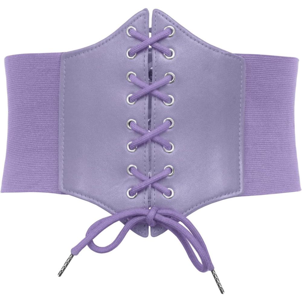 imageGRACE KARIN Laceup Cinch Belt Tied Corset Elastic Waist BeltPurple