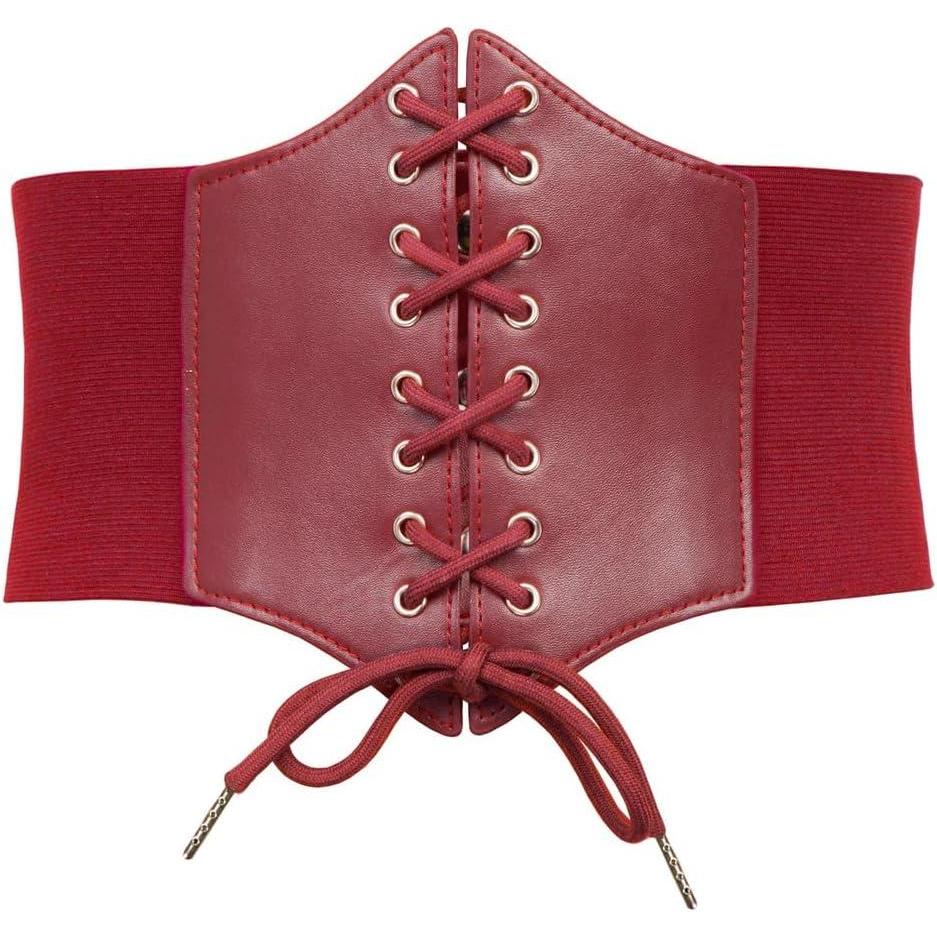 imageGRACE KARIN Laceup Cinch Belt Tied Corset Elastic Waist BeltRed