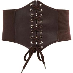 GRACE KARIN Lace-up Cinch Belt Tied Corset Elastic Waist Belt(Coffee)