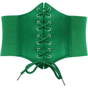 GRACE KARIN Lace-up Cinch Belt Tied Corset Elastic Waist Belt(Green)