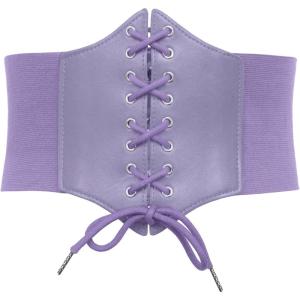 GRACE KARIN Lace-up Cinch Belt Tied Corset Elastic Waist Belt(Purple)