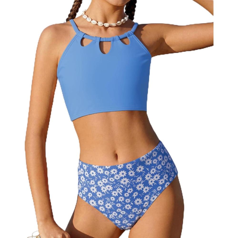 imageGRACE KARIN Teen Girls Swimsuits Two Piece Bikini Sets Bathing Suit Girl Swimwear Size 614Blue