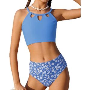 GRACE KARIN Teen Girls Swimsuits Two Piece Bikini Sets Bathing Suit Girl’ Swimwear Size 6-14(Blue)